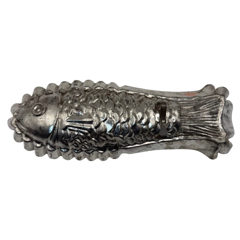 Vintage Rowoco West Germany Metal Fish Cake Mold Wall Decor 12" Coastal Kitchen